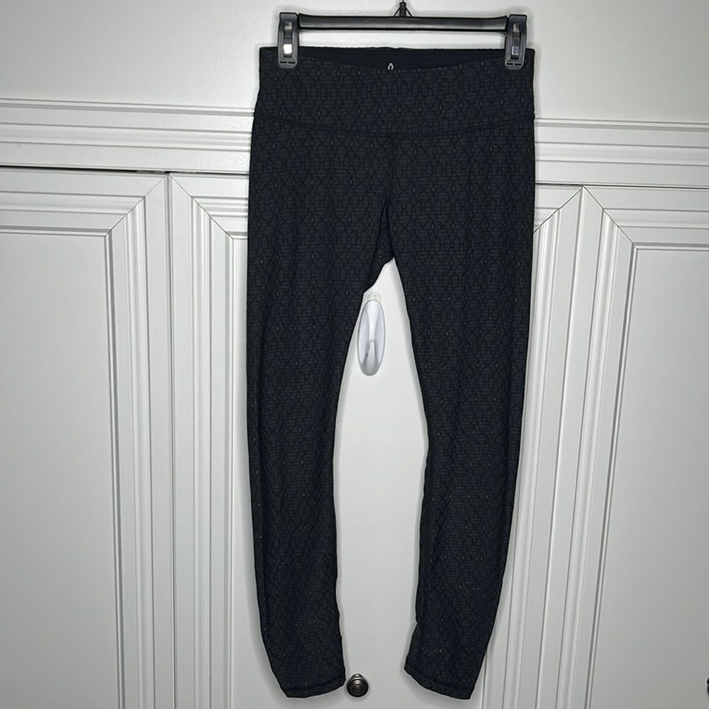 Prana Misty Yoga Leggings Textured Black Gray Jacquard Size S